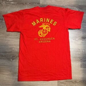 Vintage Oneita US Marines Ft Huachuca AZ T-Shirt Red Made in USA Mens Large L